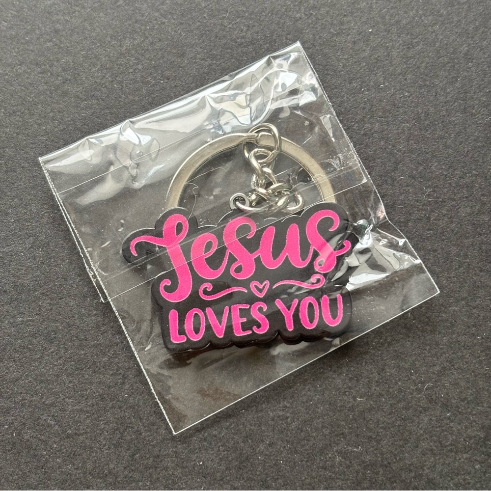 Pink 'Jesus Loves You' Keychain | Faith Gifts - Picture 2 of 9